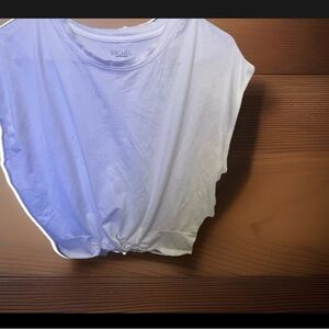Rachel White Cropped Knot-Front Tee